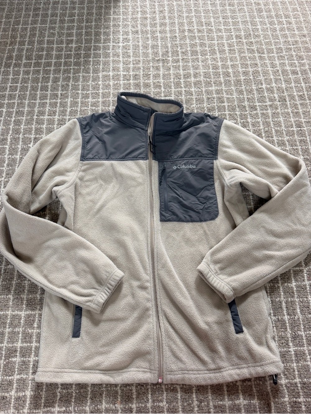 Columbia Tan Sherpa Fleece Jacket with Gray Trim
